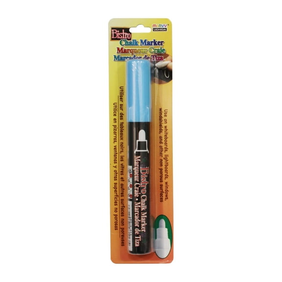 Uchida Bistro Chalk Marker, Broad, Carded Packaging, Fluorescent Blue