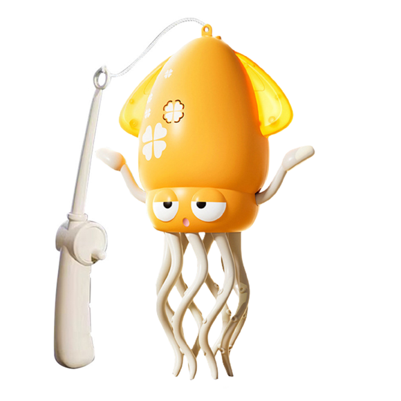3+ Kids Interactive Octopus Toy with 8 Dancing Tentacles, Auto Obstacle Avoidance, Dynamic Sound & Light Effects, Magic Twisting Action, Simulated Fishing Game, Type-C Charging, ABS Material, Yellow