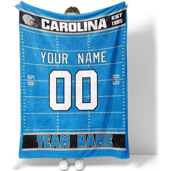Carolina Blanket for Men Women Boy Gifts Custom Name and Number Throw Blanket