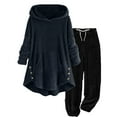 thumbnail image 6 of Enjoytime Plus Size Lounge Sets for Women Solid Color Long Sleeve Hoodie Pants Loungewear Casual Loose Warm Two Piece Winter Outfit Black S, 6 of 6