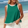 thumbnail image 4 of DeHolifer Women Summer Sleeveless Tops Casual Tank Tops Color Block Crewneck Blouses Going Out T-Shirts Beach Travel Green XL, 4 of 5