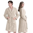 thumbnail image 1 of Bata de Baño Mujer y Hombre - Suave, Absorbente y de Secado Rápido - Albornoz Unisex y Unitalla ideal como Toalla de Baño, para Spa, Natación y Descanso (Beige), 1 of 7