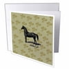 3dRose Beautiful Black Horse with Leaves farm animals, Greeting Cards, 6 x 6 inches, set of 6