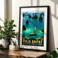 thumbnail image 4 of Raja Ampat Poster: Indonesia’s Underwater Paradise - West Papua Indonesia Illustration Travel Poster Tropical Seascape Boat Sailboat Ocean Nature Black Framed Wall Art Print 20 x 30 inches, 4 of 8
