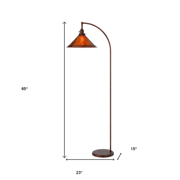 HomeRoots 526326 65 in. Rusted Traditional Shaped Floor Lamp with Rust Empire Shade