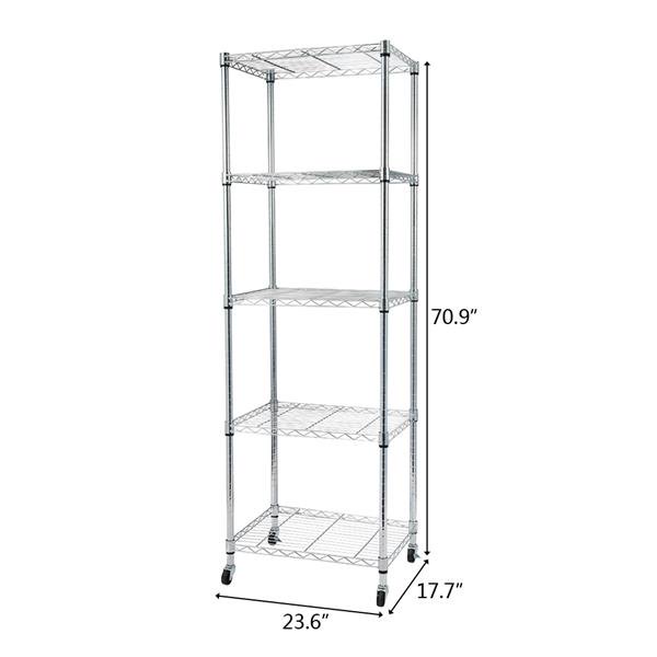 SALE CLEARANCE 5 Tier Steel Wire Shelving Unit on Wheels,Chrome Shelves