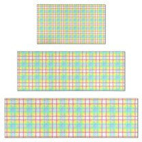 Colorful Grid Checkered Pattern Kitchen Rugs Sets Of 3,Kitchen Runner Rugs Non Skid Washable,Decorative Kitchen Floor Mats for Kitchen,Sink,Laundry,17"x30" 17"x47" 17"x59"