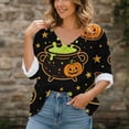 thumbnail image 2 of IMENGL Long Sleeve Tops for Womens Basic Halloween Print Lightweight Blouses Art Print V Neck Loose Casual Women Long Sleeve Shirt,M-XXL, 2 of 6