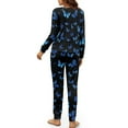 thumbnail image 3 of SCRAWLGOD Butterflies Pajamas Women Pjs Set Long Sleeve Sleepwear for Women Clothing Drawstring 2 Piece Pj Set for Women Fall Size 2XL Comfy Women Lounge, 3 of 7