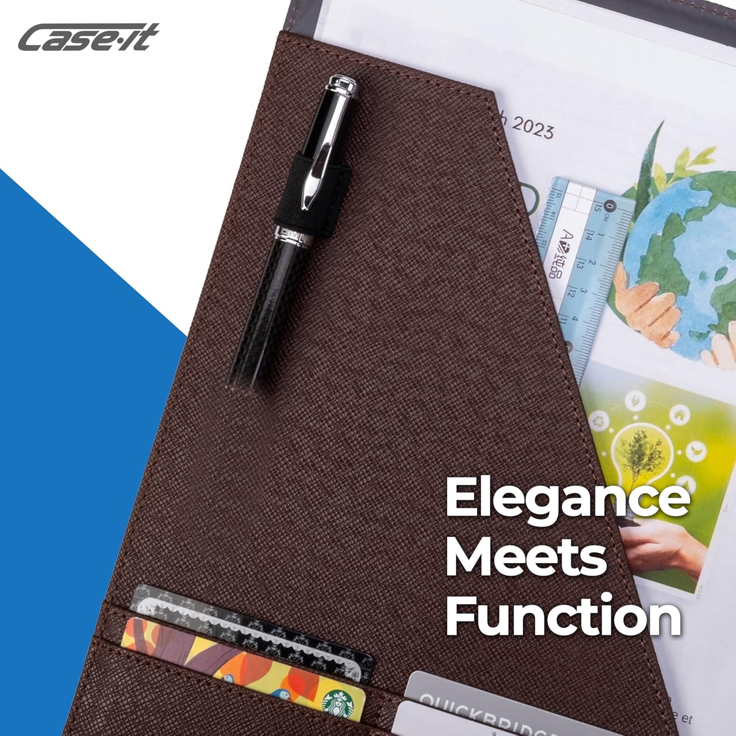 Case it The Premier PADFOLIO Case-it Business Meeting Padfolio | Professional Portfolio with Letter Size Writing Pad/PAD-14-BRN