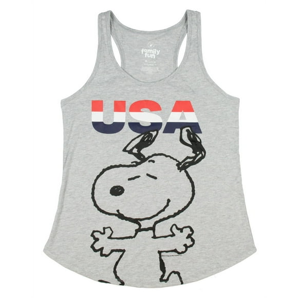 Peanuts Snoopy Juniors' USA Graphic Tank Top (Small)