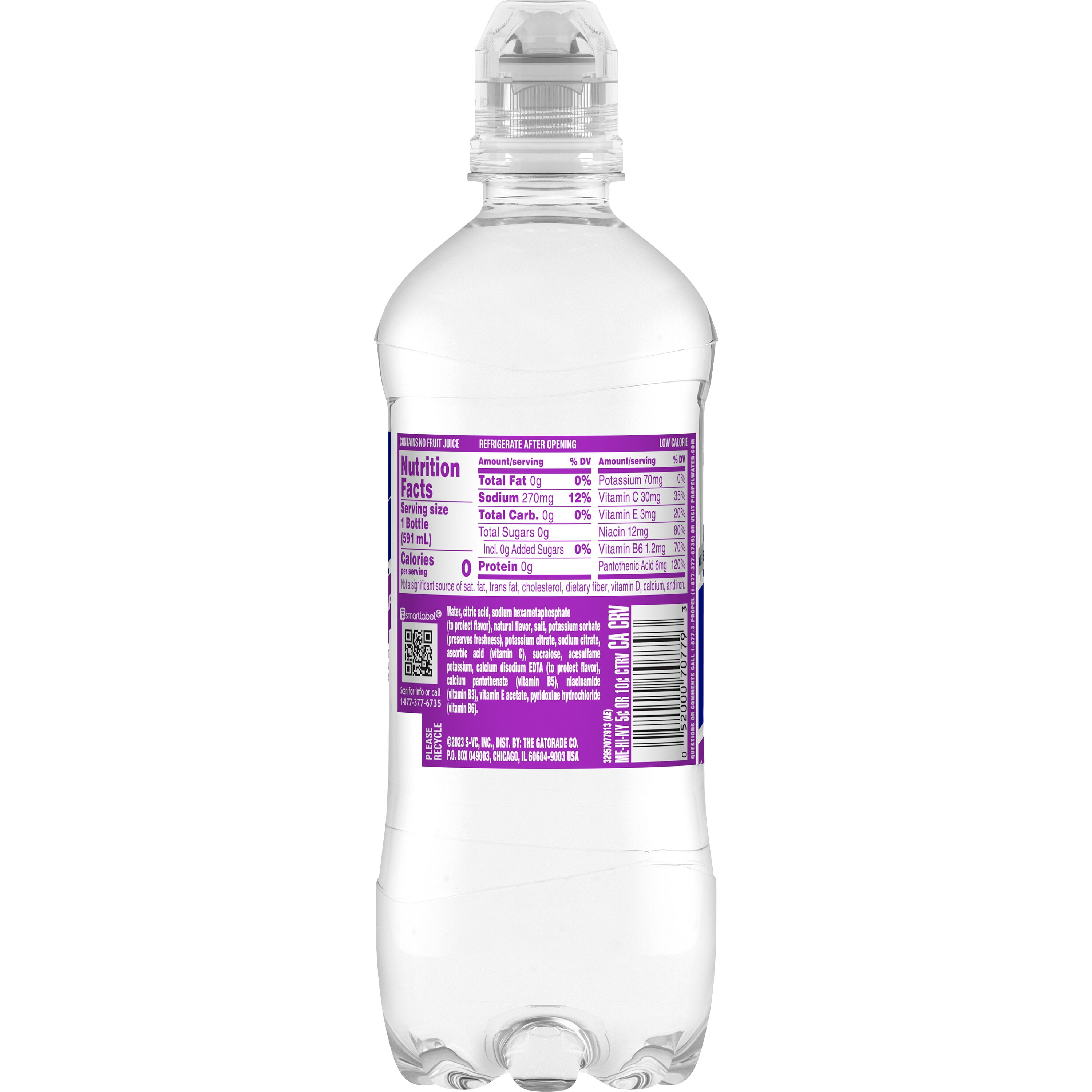 Propel Zero Grape Electrolyte Fitness Water, 20 fl oz, Bottle