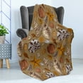 thumbnail image 4 of Ocean Soft Flannel Fleece Blanket, Underwater Starfish Shell Mollusk Seaurchin Sea Horse Pearl Illustration, Cozy Plush for Indoor and Outdoor Use, 60" x 80", Ginger Cinnamon Cocoa, by Ambesonne, 4 of 5