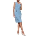 thumbnail image 2 of Vestido lápiz de longitud a la rodilla para mujer sin mangas con escote en V, vestido ceñido de verano 2025 para oficina, color azul cielo, 2 of 5