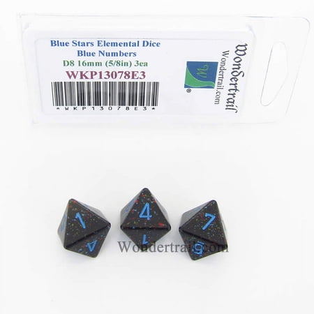 Blue Stars Elemental Dice with Blue Numbers D8 16mm (5/8in) Pack of 3 Wondertrail price history on PriceWatchPro