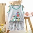 thumbnail image 2 of HCNTES Boy Clothes Toddler Baby Boys Summer Outfits Set Sleeveless Cute Print T-Shirt Shorts Set 3 Months-4T Size 2-3 Years,z1-Grey, 2 of 4