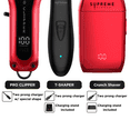 thumbnail image 4 of Supreme Trimmer 3-in-1 Barber Bundle | Pro Clipper, DLC T-Shaper Trimmer & Crunch Foil Shaver | Professional Beard Trimmer Men’s Hair Clipper Kit | Red, 4 of 11