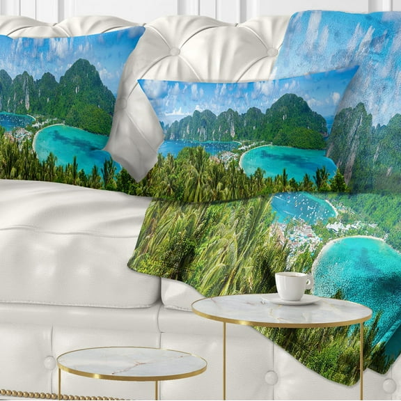 Designart Tropical Island Panorama - Photography Throw Pillow - 12x20