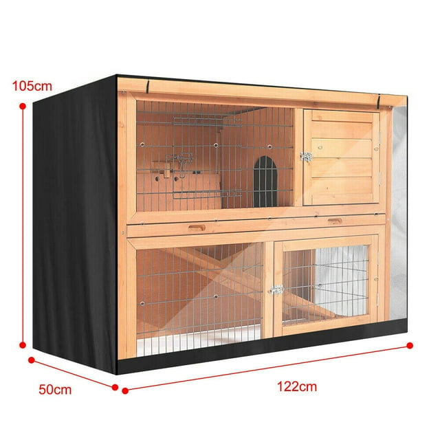 Langgg Rabbit Hutch Cover Double Decker Breathable Pet Bunny Cage Portable Dustcover Ventilation Protector Protective Sheath Outdoor Grey