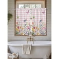 thumbnail image 4 of Wildflowers 2 Panel Kitchen Curtains for Windows, Spring Watercolor Tulip Floral Leaf Pink Plaid Bathroom Privacy Curtain, Home Décor Window Treatment for Bedroom/Living Room 55"x45", 4 of 6
