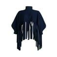 thumbnail image 3 of Womens Turtleneck Fringe Tops Batwing Jacket Vintage Tassel Poncho Cape Oversized Pullover Sweatshirt Dress, 3 of 7