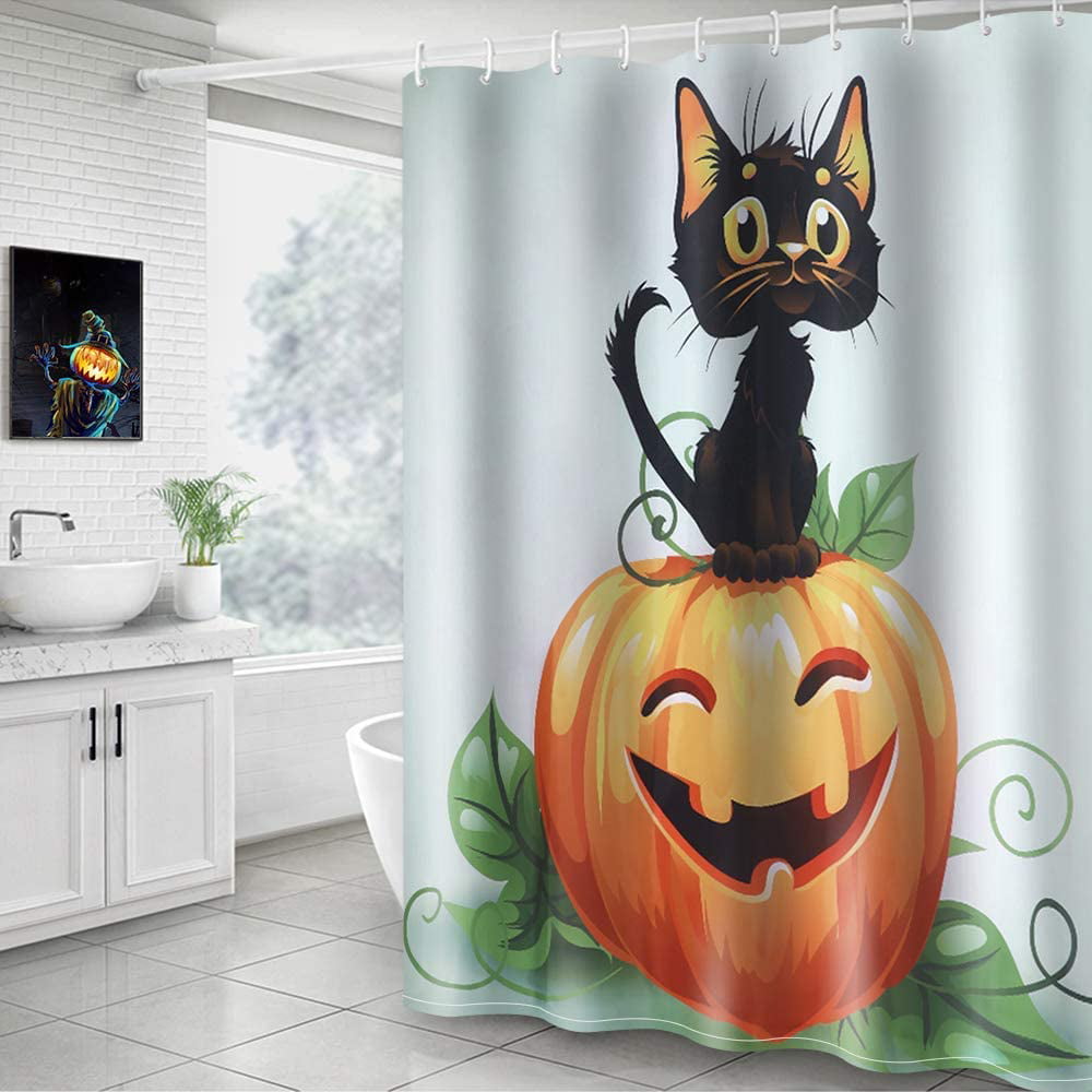 Details about   Creative Black Cat Avatar Shower Curtain Waterproof Fabric Bathroom Decor 71In 