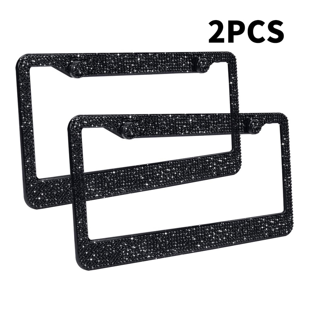 Bling License Plate Frame for Women,2 Pack Premium Stainless Steel