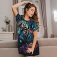 thumbnail image 3 of Disketp Colorful Flower Tiger for Womens Short Sleeve Sleepshirt Scoopneck Cute Nightdress Comfy Nightgown, 3 of 6