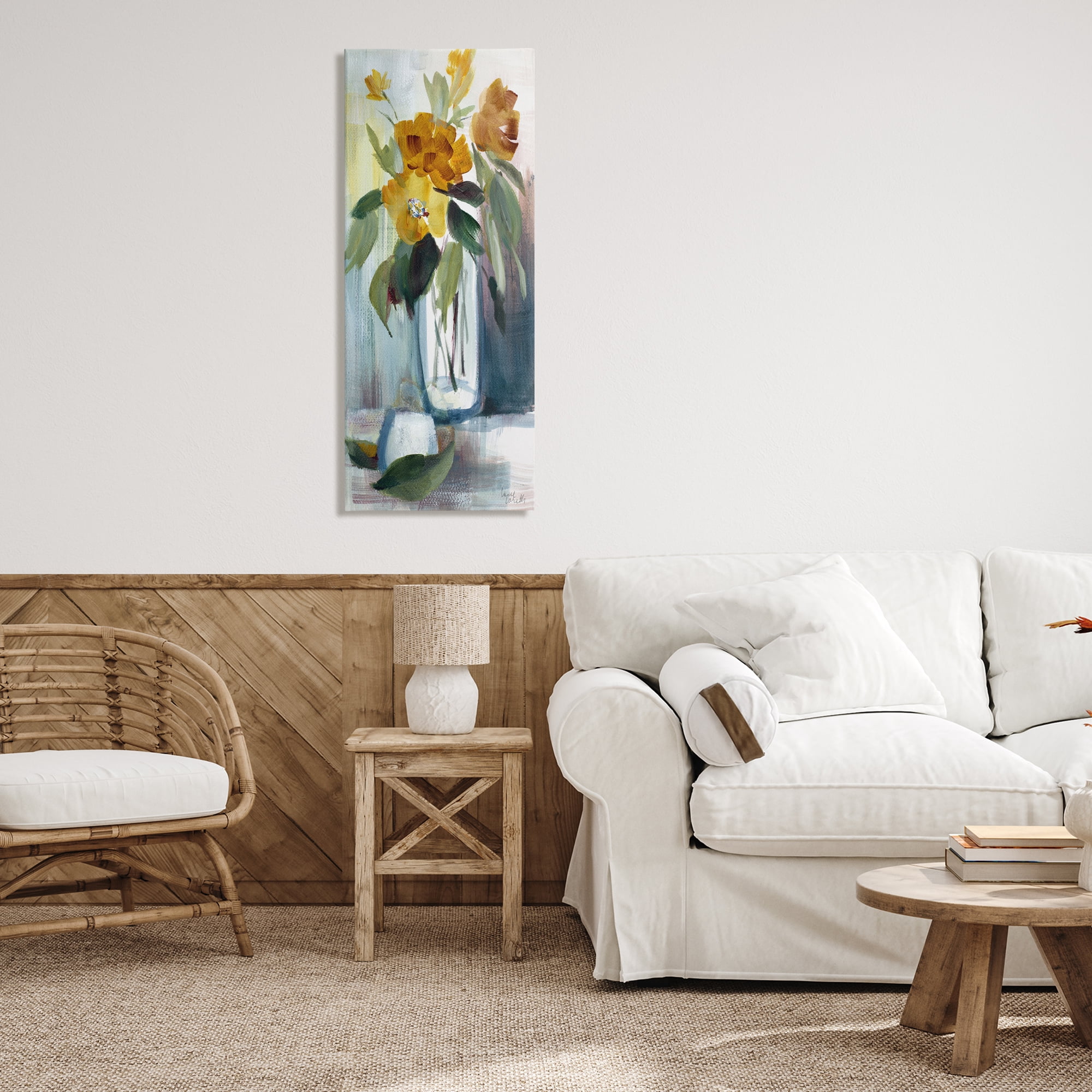 Stupell Industries Luminous Floral Bouquet Plants & Flowers Painting Wrapped Canvas Art Print Wall Art, 20 x 48
