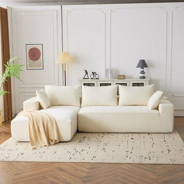 Newboti 108*68 Inch Extra-Deep Modular Sofa, Cloud Sofa, 4-Person Sofa, Sitting And Sleeping, Living Room Chenille Modular Sofa, No Need To Assemble, White 20212313420502