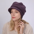 thumbnail image 6 of Women Winter Knit Hat Winter Brim Fleece Lining Beanie Hats for Women Slouchy Beanie Cap with Visor Warm Newsboy Skull Cap, 6 of 7