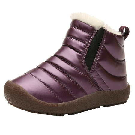 Kureaily Children Shoes Comfortable Soft Sole Plus Velvet Warm Snow Boots Fashion Outdoor Warm Children Snow Boots 6-7 Years