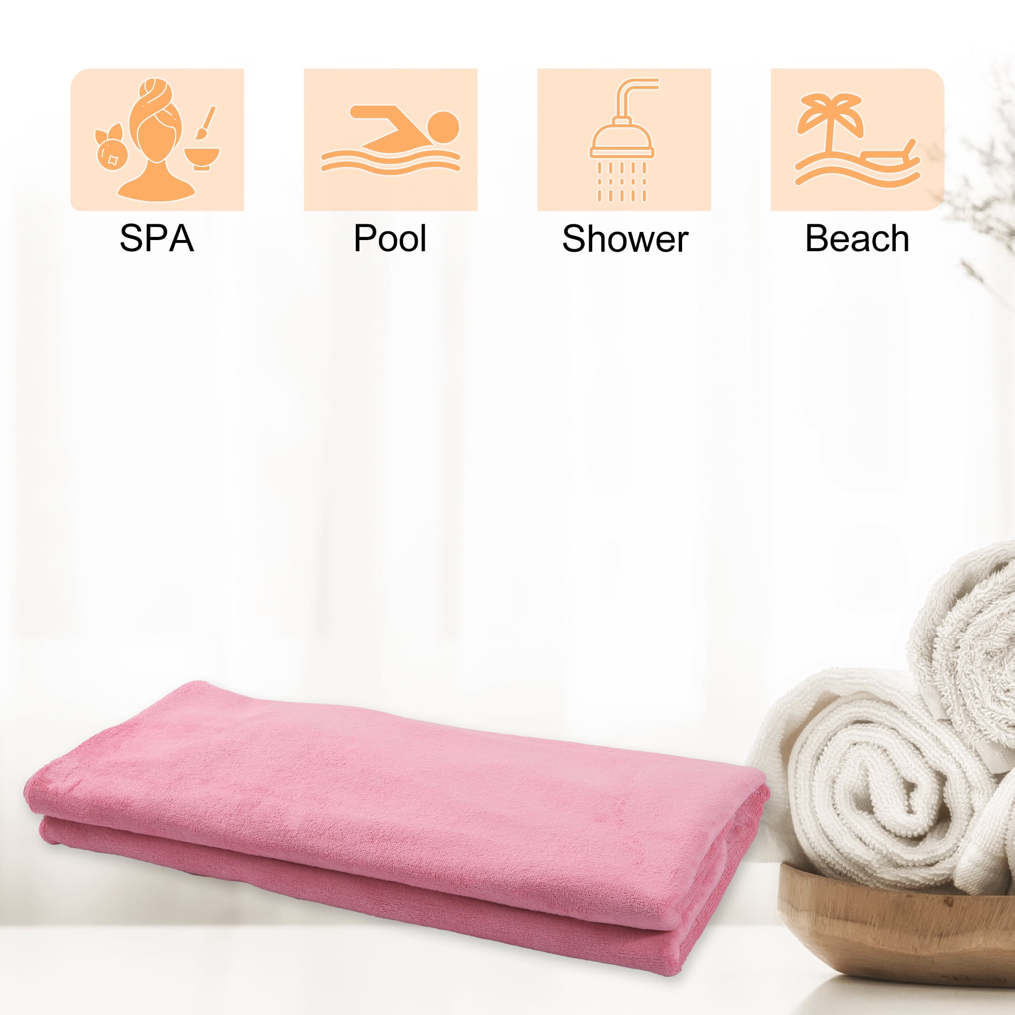 Unique Bargains Shower Wrap Towel Robe Adjustable Shoulder Strap 1Pc Pink