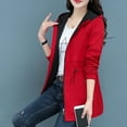thumbnail image 4 of Cathalem Adult Coat Female Coats Women's Jackets Solid Color Coat Zipper Lapel Hood Reversible Windbreaker Hiking Jacket Women (Red, L), 4 of 7