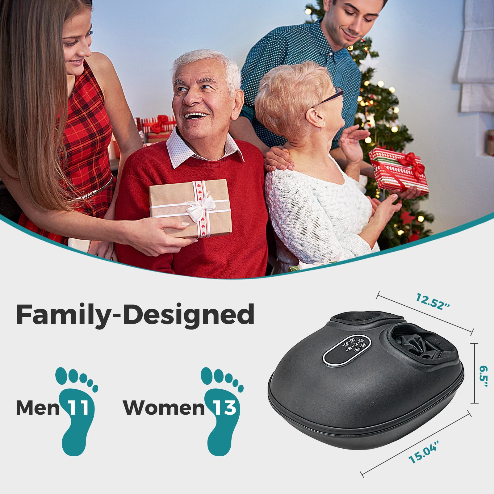 CONCETTA Full Foot Massager Machine with Heat & Shiatsu, Deep Tissue Plantar Fasciitis Relief, Gifts for Women Men Mom Dad, Fits up to Size 13