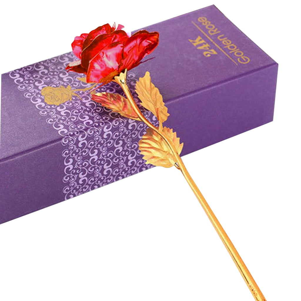 24K Gold Forever Rose Artificial Dipped Flower Valentine's Day Gift Rose Red