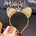 thumbnail image 1 of Estilo Lindo Aro para el Cabello con Orejas de Gato Celebrante para Mujer Corona de Arenas Movedizas Diadema para Cabello a Presión para Niños Accesorios para el Cabello de Princesa Hada, 1 of 6