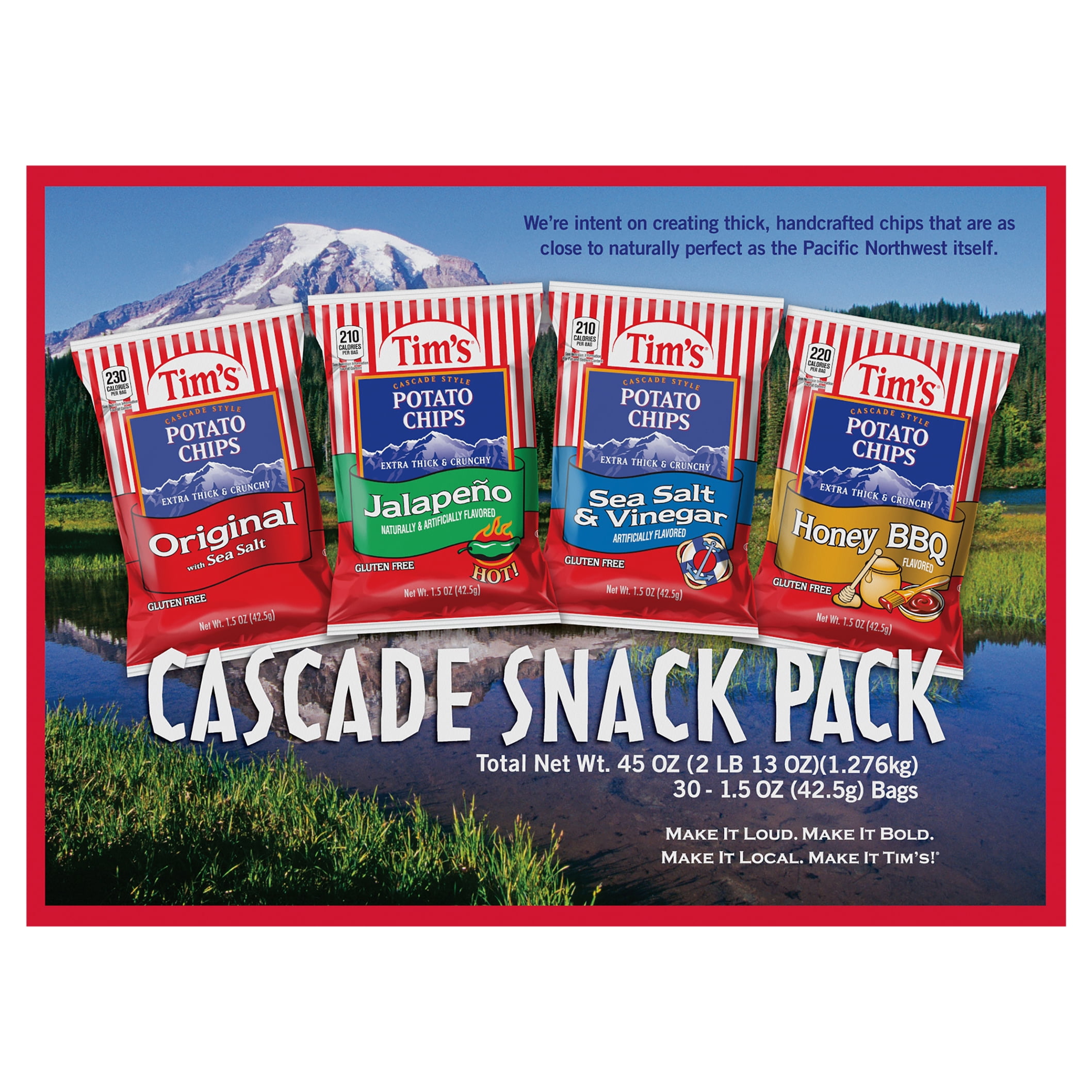Tim's Cascade Style Potato Chips, Variety Pack, 30 Count