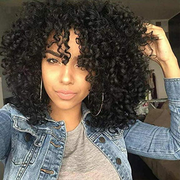 SUCS Curly African Wig Shoulder Long Holiday Hair African Synthetic Heat-Resistant Wig