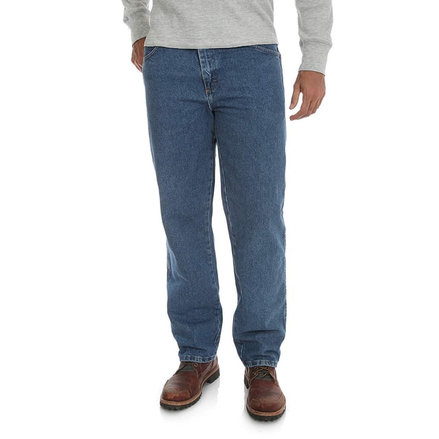 Jeans Rustler Classic Relaxed Fit para hombre, tamaño mediano, lavado a la piedra