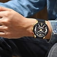 thumbnail image 3 of Mens Luxury Watches Business Chronograph Dress Waterproof Leather Strap Analog Quartz Wrist Watch, 3 of 6