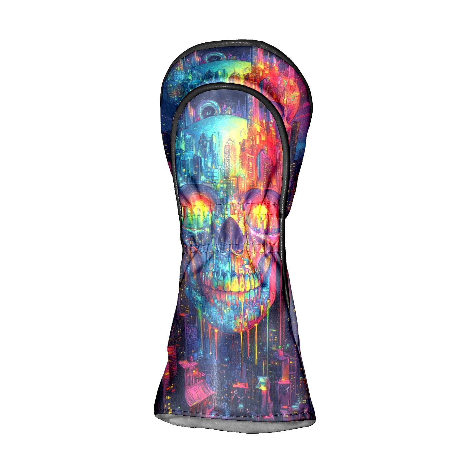 Golf Club Covers PU Leather Waterproof Head Covers for Fairway Woods Hybrids Cartoon Skull Unisex Fits Most Brands