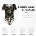 thumbnail image 7 of Cauagu Cyber Skeleton With Tattoos Women's Crew Neck Round Short Sleeve T Shirts Tops Bodysuit Daily Jumpsuit-XX-Large, 7 of 7