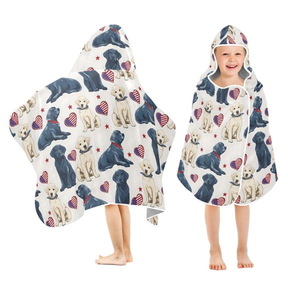 joogoo Labrador Dogs Hearts Kids Hooded Beach Towel Baby Bath Towel 23.5"x50"