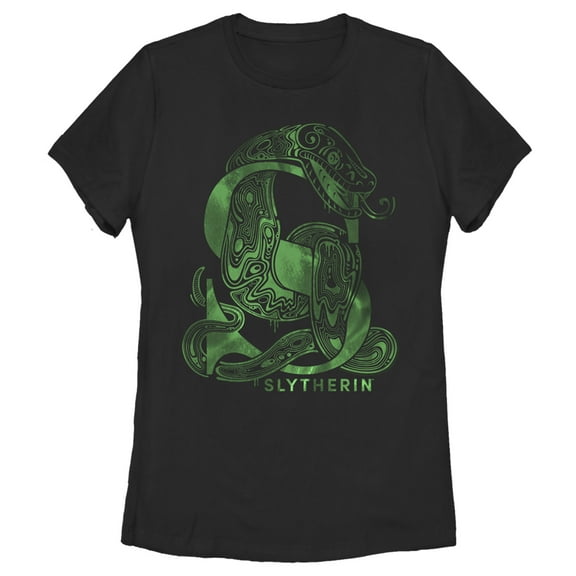 Women's Harry Potter Slytherin S Logo  Graphic Tee Black Small