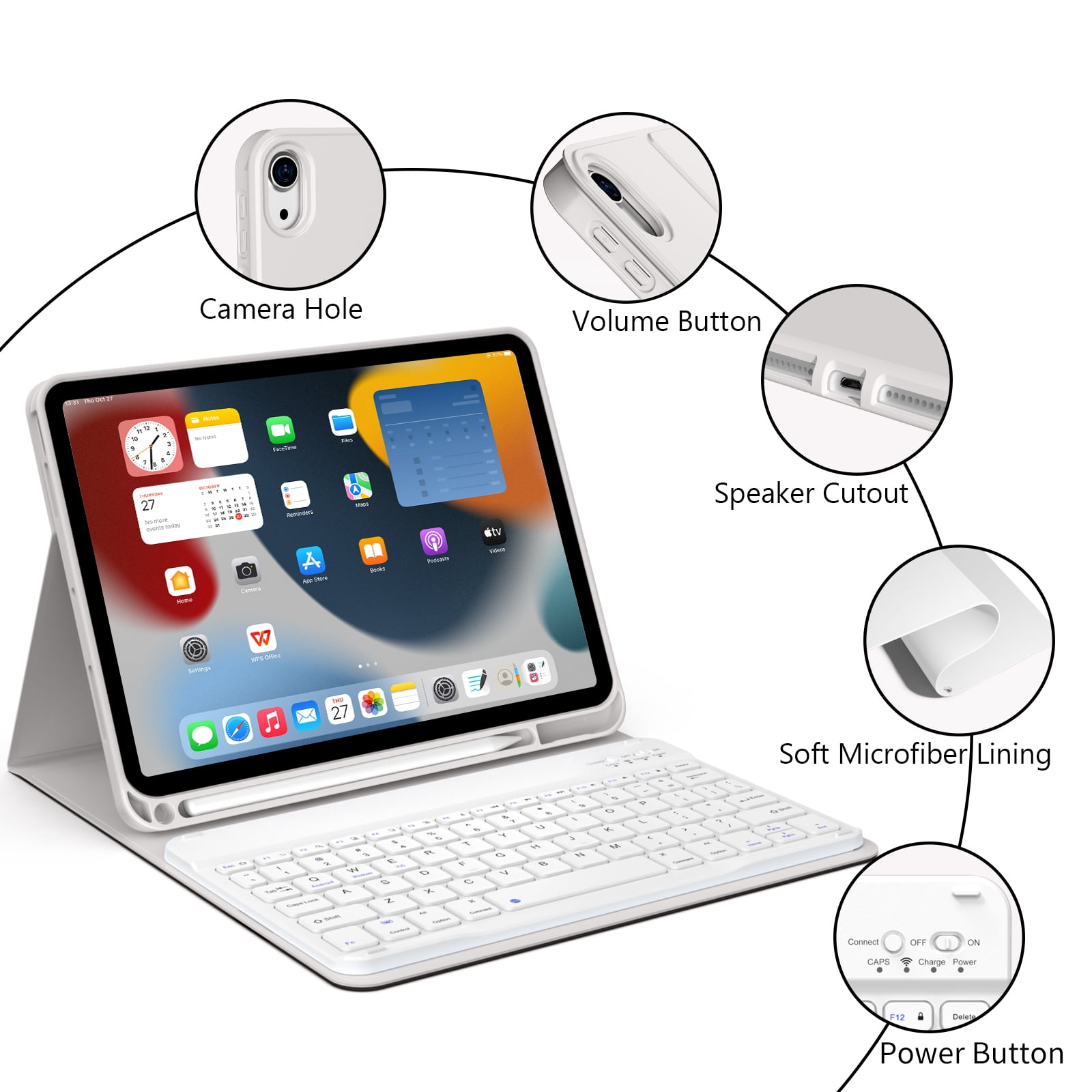 Aoub Keyboard Case for iPad 11th 10th Generation 2025 2022 A16 with Pencil Holder Magnetic Detachable Wireless Bluetooth Rechargeable Keyboard Cover for iPad 10th 10.9 inch/11th 11 inch, Grey