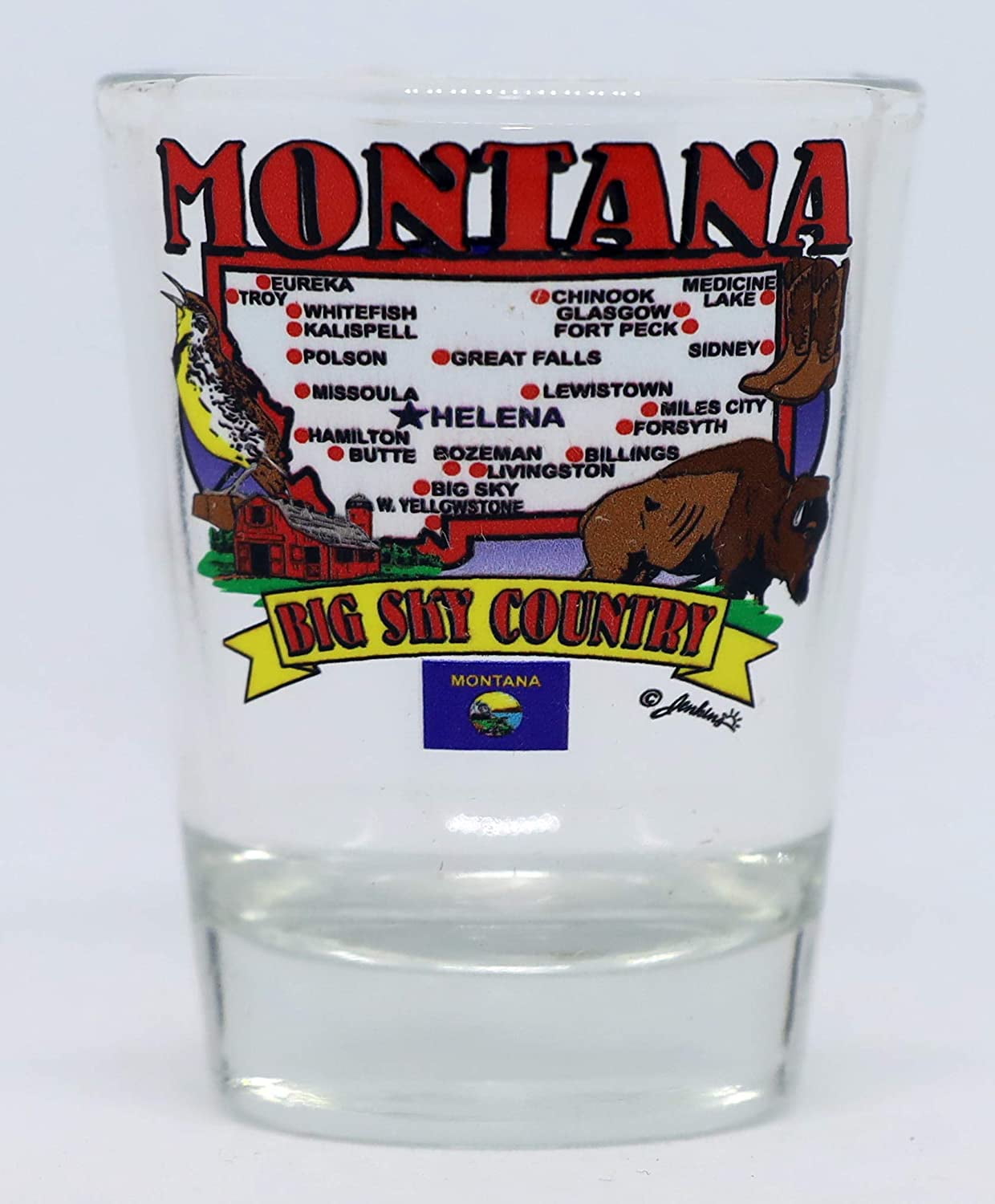 Wyoming State Elements Map Souvenir Shot Glass - 2.25" Tall Collector's Item