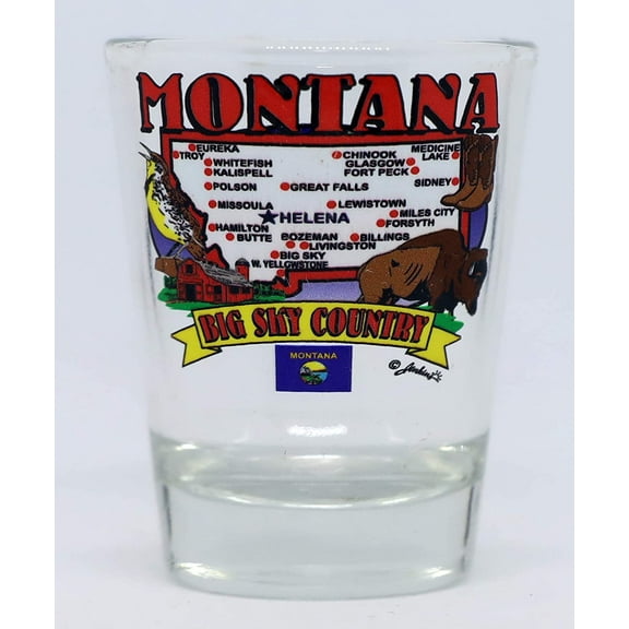 Montana State Elements Map shot glass