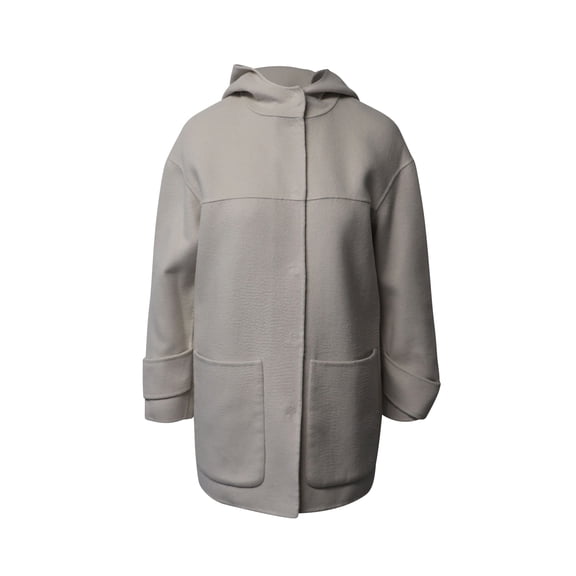 Pre-Owned Pinko Hoodie Coat in Cream Polyester