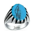 thumbnail image 5 of Bling Jewelry Mens Animal Claw Large Oval Turquoise Signet Ring Oxidized Silver Handmade In Turkey, 5 of 6